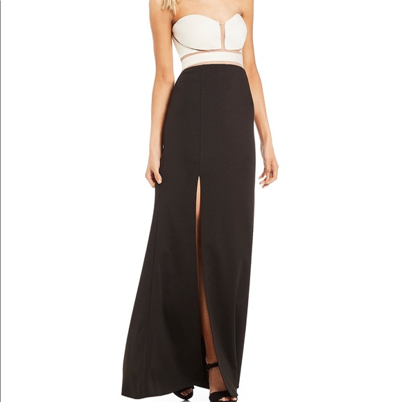 GB Mesh Inset strapless gown Prom Formal - Picture 1 of 5